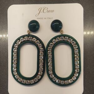 J. Crew Dark Green and Crystal Earrings
